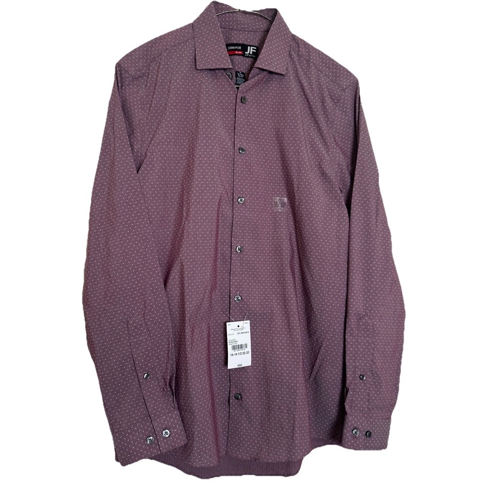 J. Ferrar Slim Fit Stretch‎ Men's Dress Shirt Burgundy 14-14.5 32/33 Small NWT